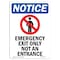Signmission OSHA Notice, 7" Height, Emergency Exit Only Sign With Symbol, 7" X 5", Portrait OS-NS-D-57-V-11827 - alternate 1